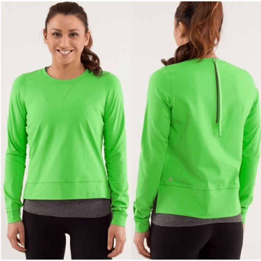 Lululemon Run: Warm Up Crew Frond Size 8 Athleisure Bright Green